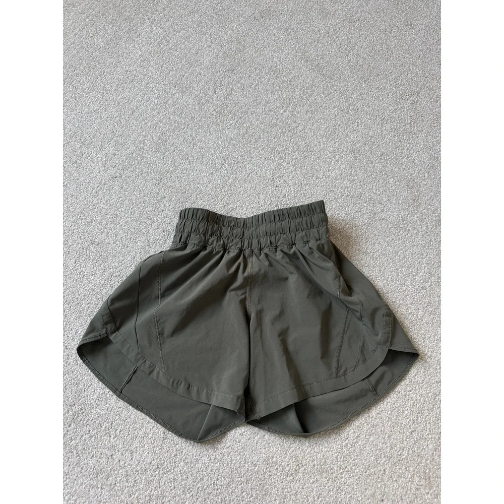Lululemon Track That Shorts Size 2 Soft Cool Olive Green High-Rise Cut Liner 5